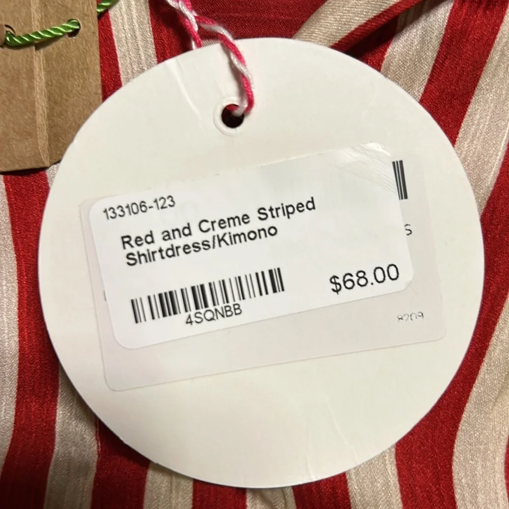 UMGEE Red and Creme Striped Button-Up Dress - Picture 5 of 7